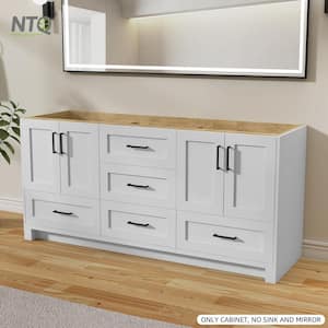 72 in. W x 21.5 in. D x 33.5 in. H Bath Vanity Cabinet without Top Freestanding Solid Wood Bathroom Vanity in White