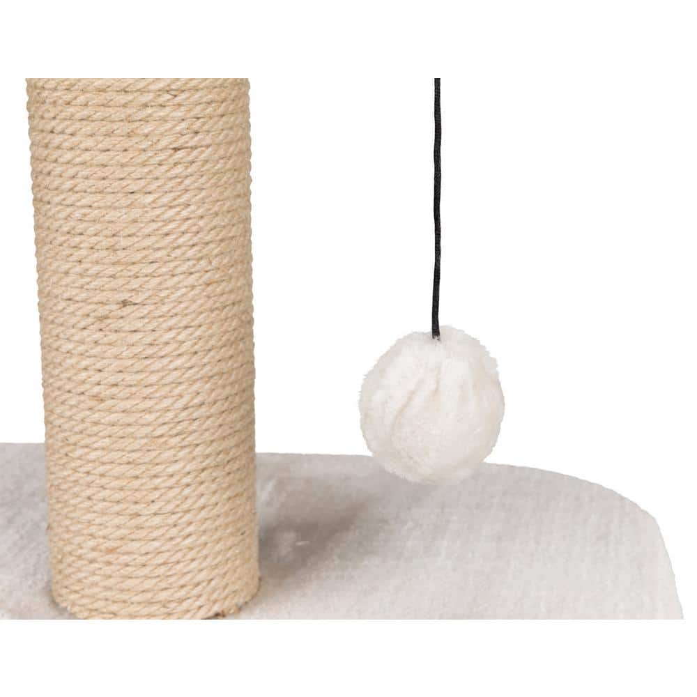 Mica 18-Inch Light Gray Sisal Cat Scratching Post with Plush Platform