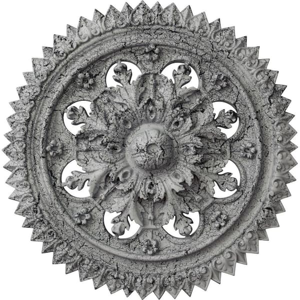 Ekena Millwork 2-1/2 in. x 21-5/8 in. x 21-5/8 in. Polyurethane York Ceiling Medallion, Ultra Pure White Crackle