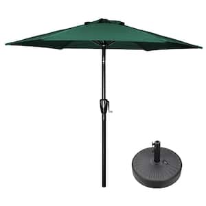 7.5 ft. Steel Market Tilt Patio Umbrella in Green with Free Standing Base
