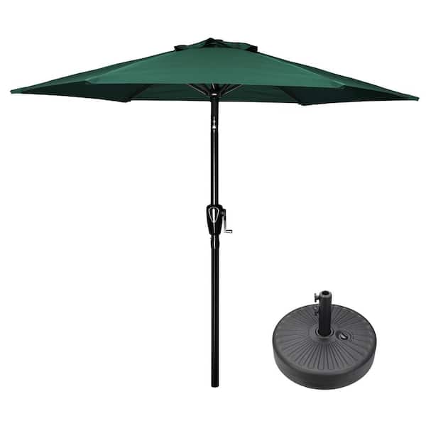 dubbin 7.5 ft. Steel Market Tilt Patio Umbrella in Green with Free Standing Base