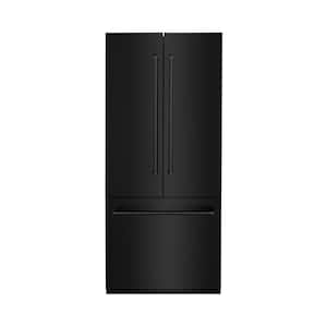 36 in. 3-Door French Door Freezer Refrigerator with Internal Water and Ice Dispenser in Black Stainless Steel