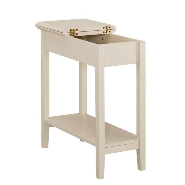 HOMESTOCK Cream Narrow End Table with Storage, Flip Top Narrow Side Tables  for Small Spaces, Slim End Table with Storage Shelf 85538W - The Home Depot