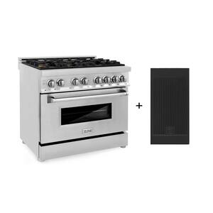 36" 4.6 cu. ft. Dual Fuel Range with Gas Stove and Electric Oven in Stainless Steel with Brass Burners and Griddle