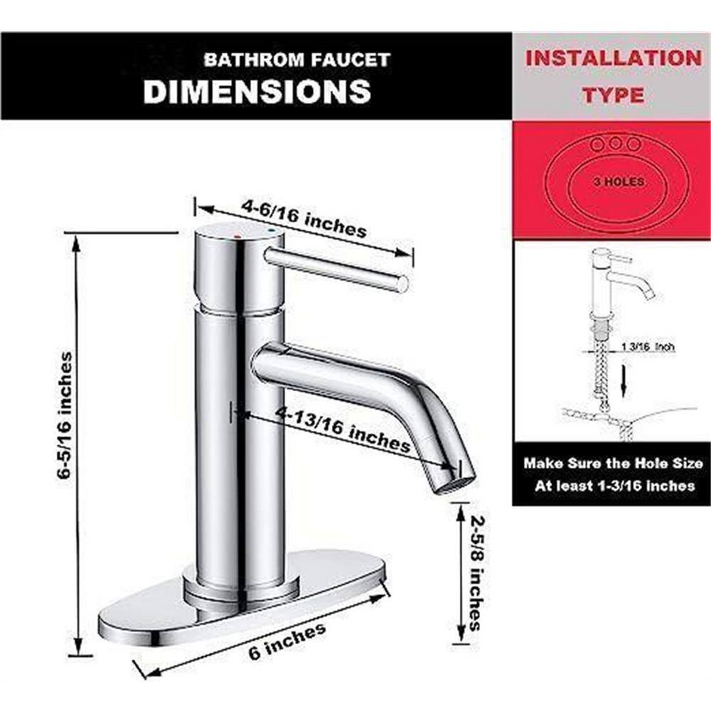 Chrome Single Handle Bathroom Faucet with Pop-Up Drain