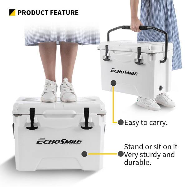 AndMakers EchoSmile 25 qt. White Rotomolded Cooler LCL024WH1-FBA