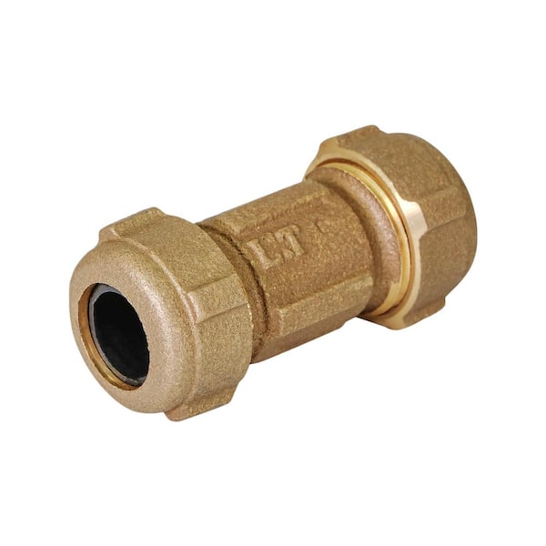 The Plumber's Choice Brass Compression Coupling Fitting, with Packing Nut, 3/4 in. Nominal Fitting x 3 in. Length