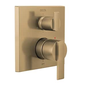 Ara 2-Handle Wall-Mount Valve Trim Kit with 6-Setting Integrated Diverter in Champagne Bronze (Valve not Included)