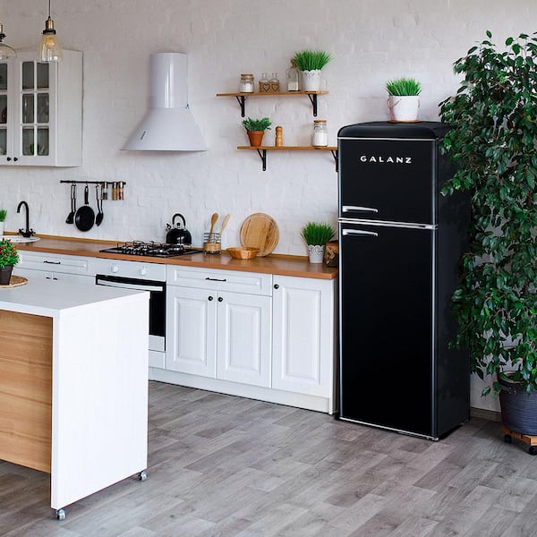 Galanz 12 cu. ft. Top Freezer Retro Refrigerator with Dual Door True  Freezer, Frost Free in Black GLR12TBKEFR - The Home Depot