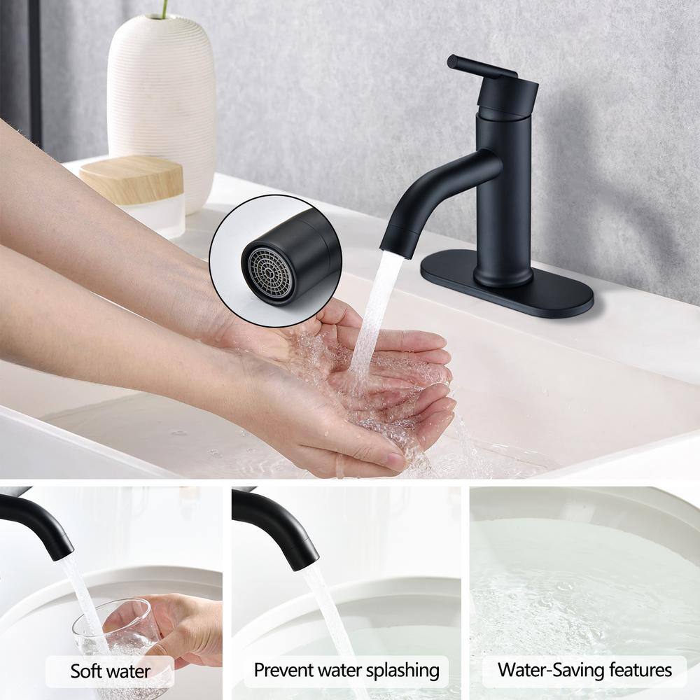 Matte Black Single Handle Stainless Steel Bathroom Faucet