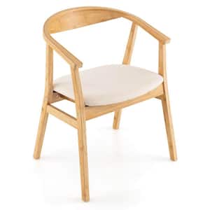 Bamboo Accent Chair with Armrest and Curved Backrest