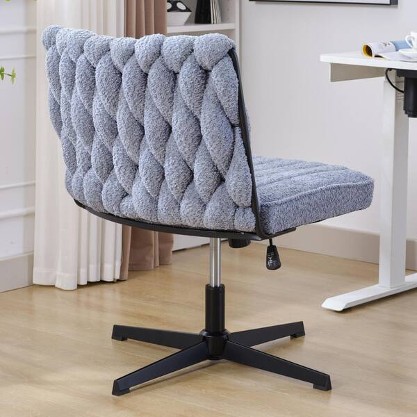 Clihome Metal Adjustable Height Armless Ergonomic Office Desk Chair in Blue
