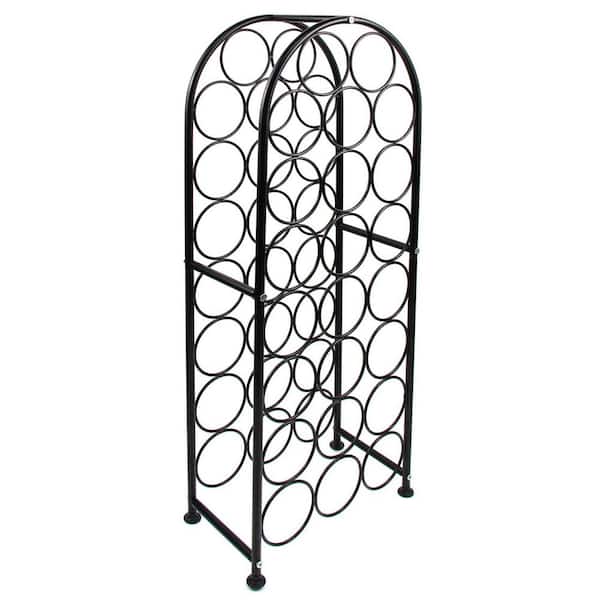 23-Bottle Black Metal Arched Freestanding Floor Wine Rack