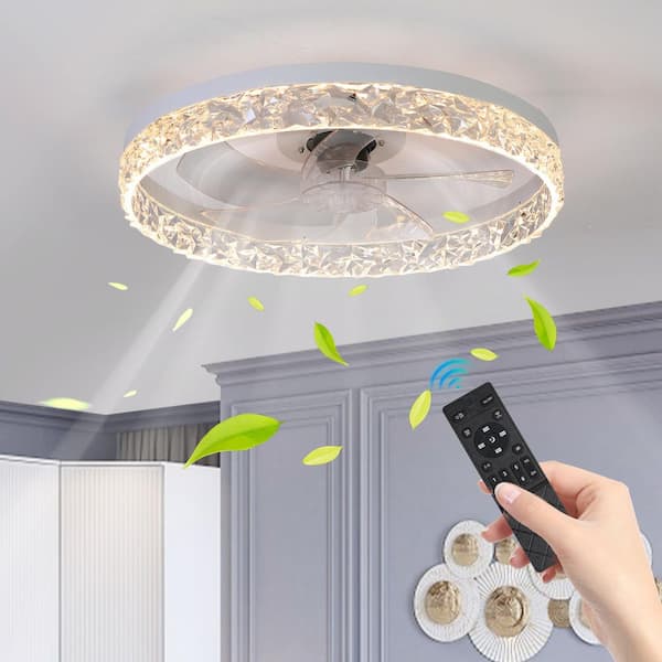 19.7 in. Acrylic Smart Indoor White Low Profile Standard Ceiling Fan with Integrated LED
