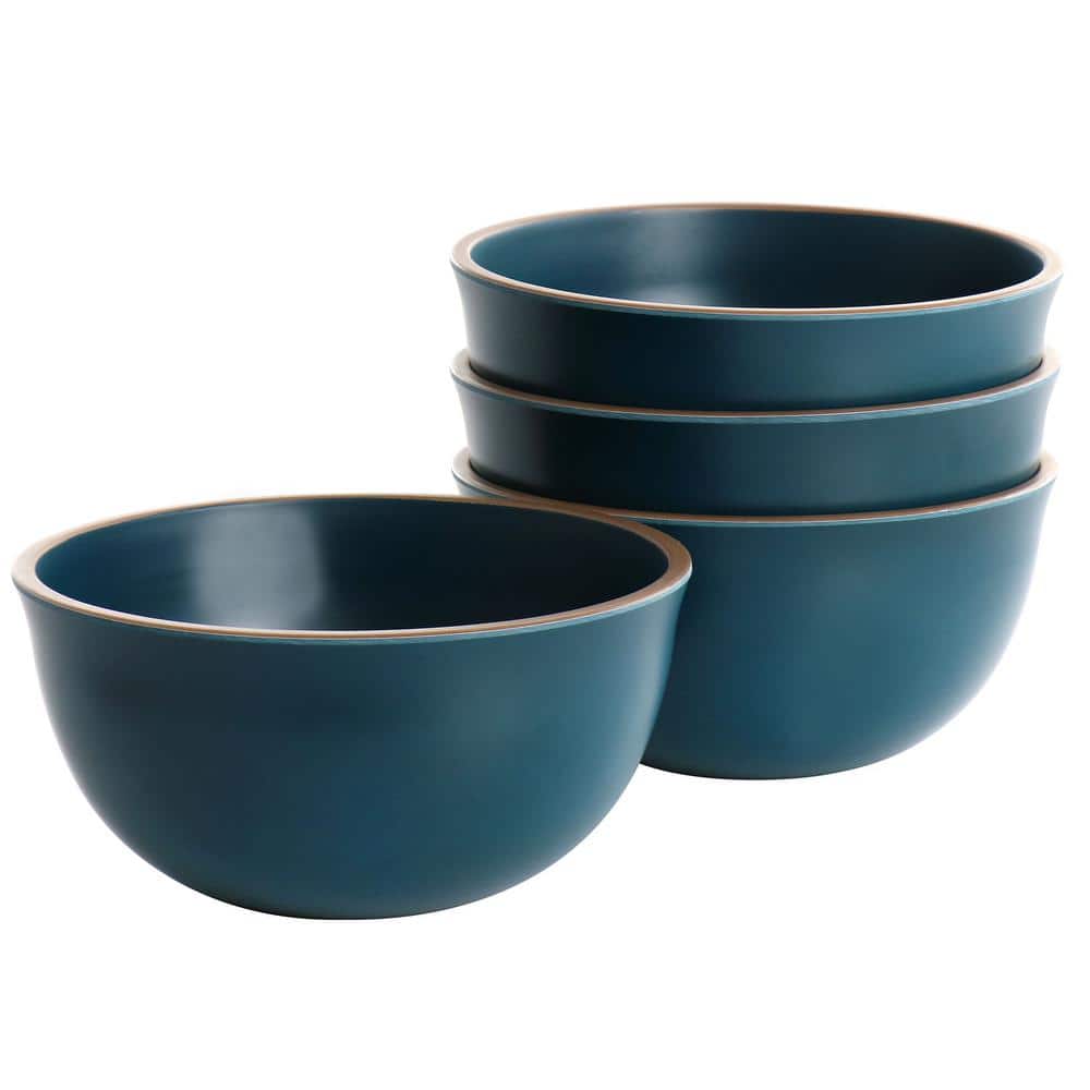 Gibson Home Rockabye 26 fl. oz. Dark Teal Melamine Cereal Bowl (Set of