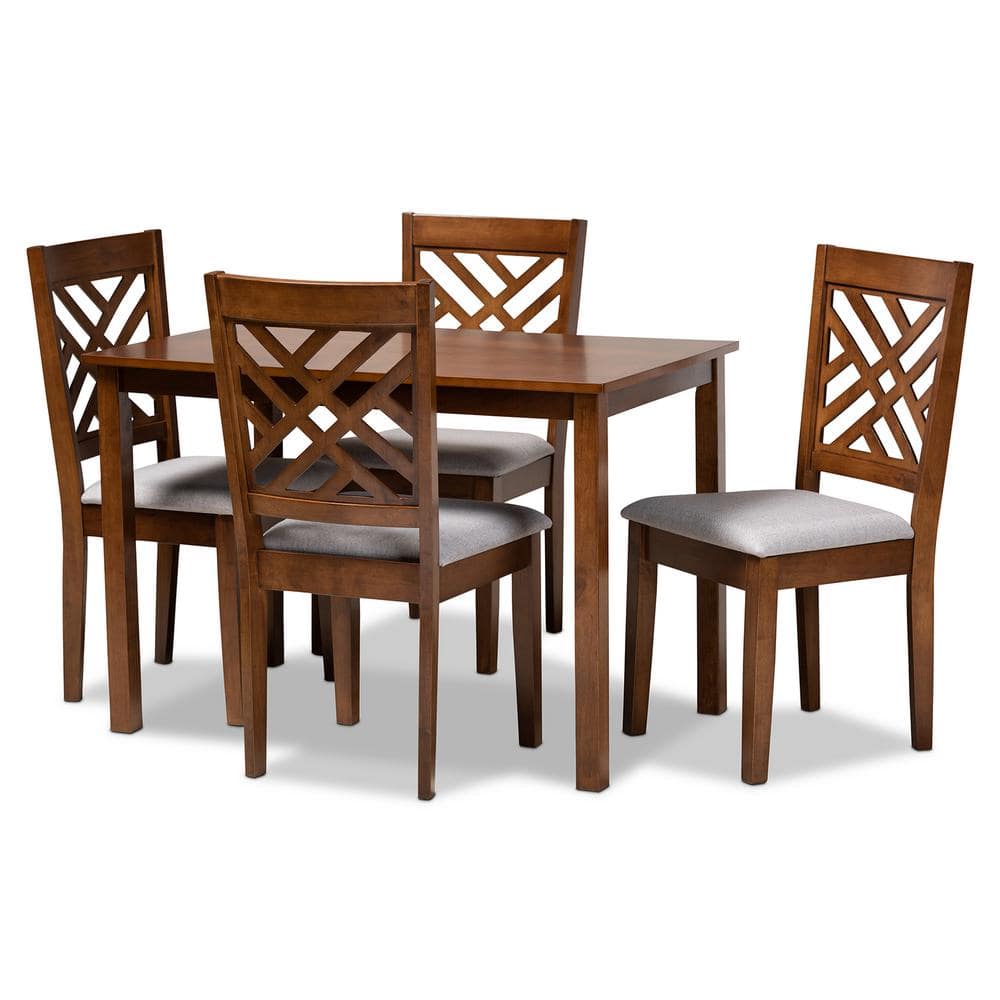 Caron 5-Piece Grey Upholstered Walnut Brown Wood Dining Set price history on PriceWatchPro