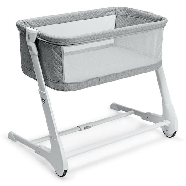 Boyel Living Gray Adjustable Baby Height Bassinet with Washable Mattress and Wheels