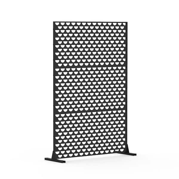 domi outdoor living 48 in. Metal Garden Fence Outdoor Privacy Screen Garden Screen Panels in Black(Semicircle)