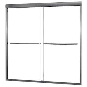 Cove 54 in. to 58 in. x 55 in. Semi-Frameless Sliding Bypass Tub/Shower Door in Brushed Nickel with 1/4 in. Clear Glass