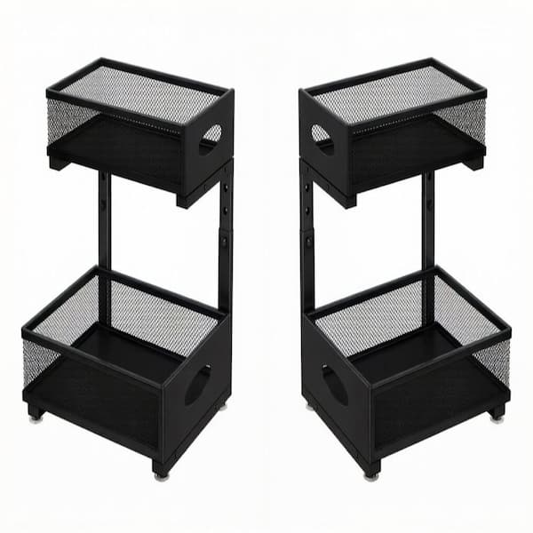 Black Metal L-Shaped Pull Out Under Sink Organizer