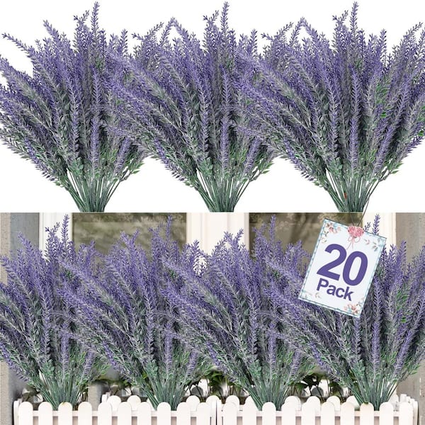 Vickerman Everyday Artificial Lavender Bush 20 Inch - Faux Greenery Decor  with White Flower Accent- Floral Arrangements Decoration- 3 Pieces Per Pack