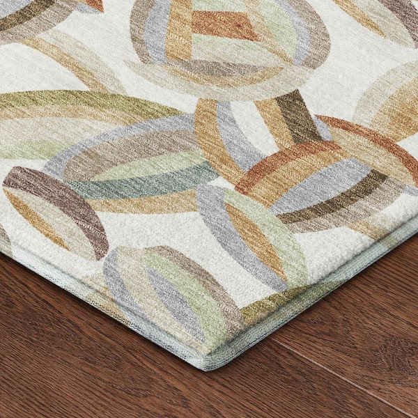 Mayfield Premium Machine Washable Abstract AMF2454 Ivory 10 ft. x 14 ft. Area Rug