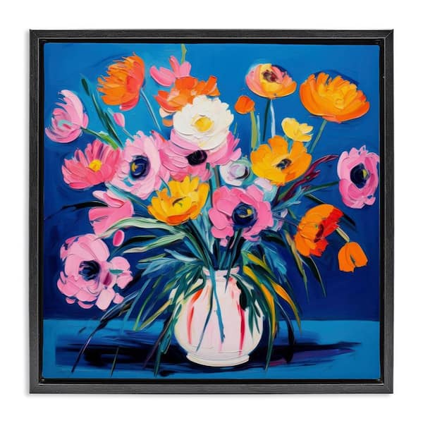 Stupell Industries Bright Poppies Bouquet by LSR Design Studio Black Floater Frame Nature Graphic Art Print 25 in. x 25 in.