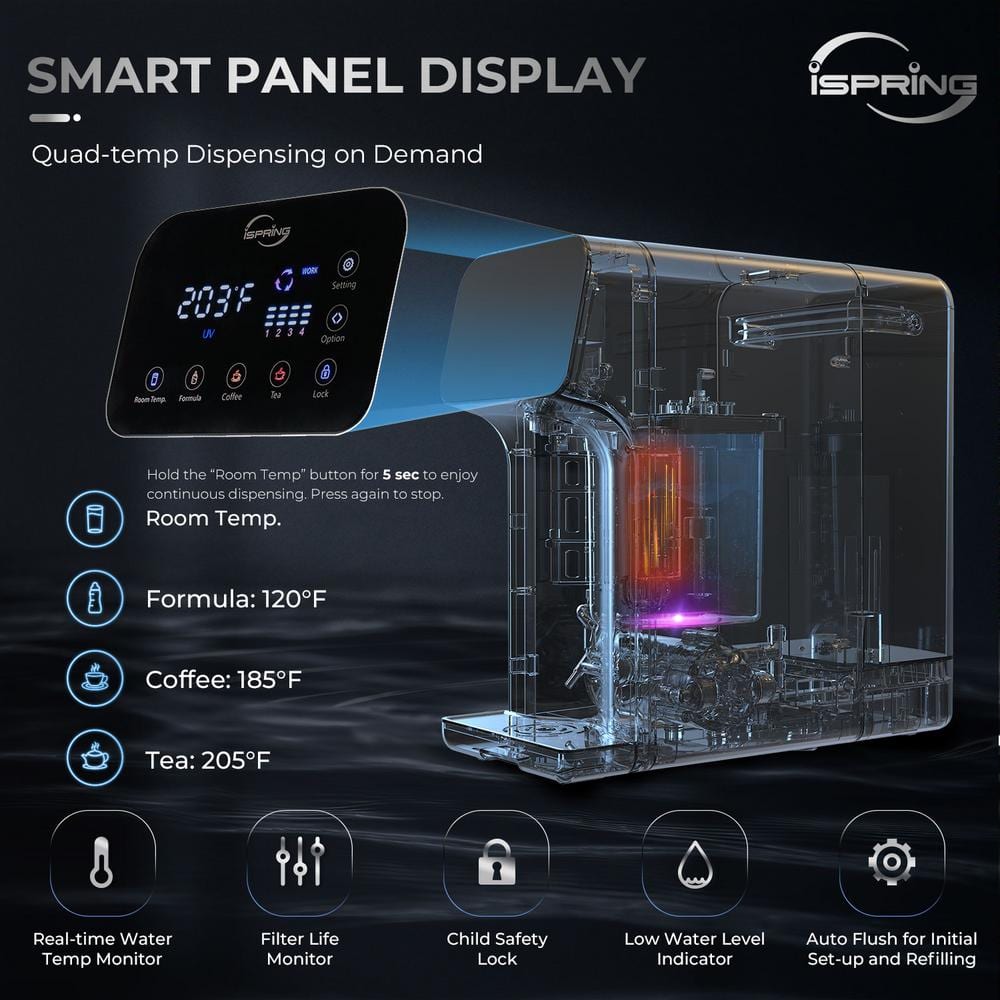 iSpring RCD100 5-Stage Countertop Reverse Osmosis System with UV and Instant Hot Water