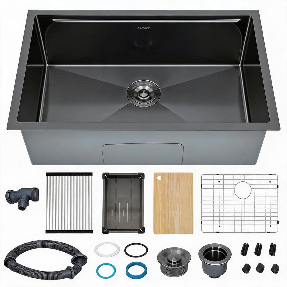 Kitchen Sink 201 Stainless Steel Drop-in Sinks 30 in. Undermount Double Bowls Basin with Ledge and Accessories