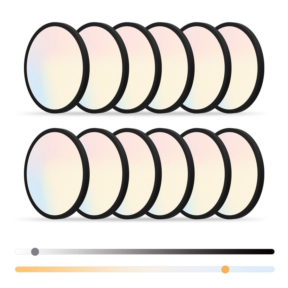 12-Pack 5.4 in. Round Modern Matte Black Ultra-Slim LED Flush Mount Ceiling Light, 5CCT, Dimmable, Ideal for Bedroom price history on PriceWatchPro
