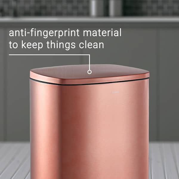 Marco Rectangular 10.5 Gal. Double Bucket Trash Can with Soft-Close Lid,  Rose Gold