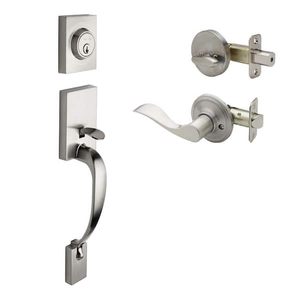 Copper Creek Fashion Satin Stainless Door Handleset and Waverlie Handle Trim
