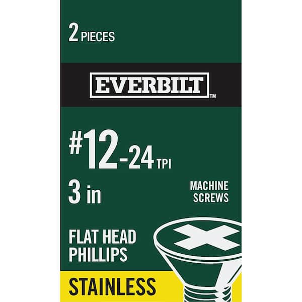 Everbilt #12-24 x 3 in. Phillips-Slotted Truss-Head Machine Screws (2-Pack)