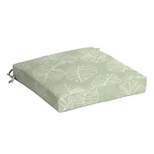 21 in. x 21 in. Coastal Green Leaf Square Outdoor Seat Cushion