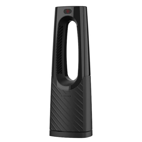 Bladeless 1500W 28 in. Black Indoor Electric Tower Forced Air Ceramic Space Heater with Tip Switch, 2-Speeds, and Remote