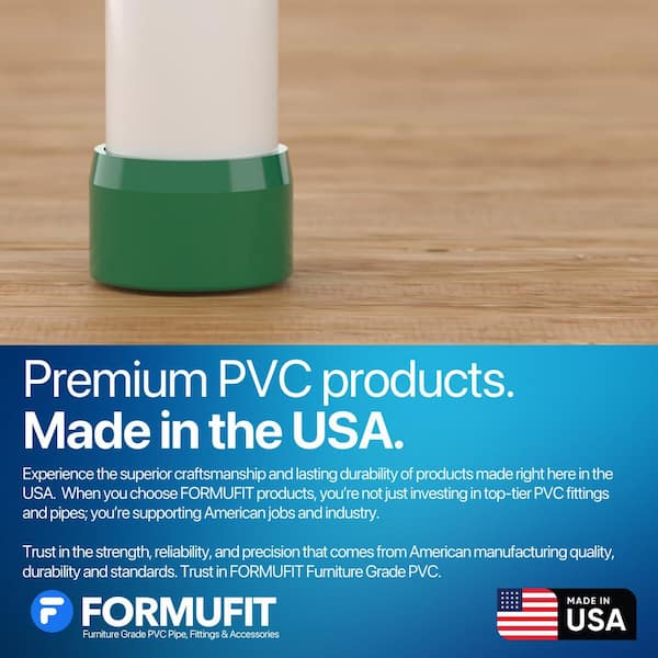 Formufit - 1-1/4 in. Furniture Grade PVC External Flat End Cap in Green (10-Pack)