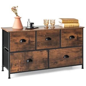 39.5 in. x 21.5 in. Brown Pull-Out MDF of 5 drawers Drawer Dresser Chest Organizer