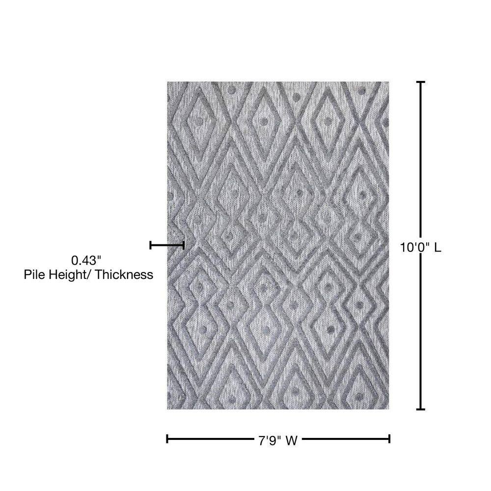 Modern Vintage Moroccan Diamond 8' x 10' Dark Gray Indoor/Outdoor Rug