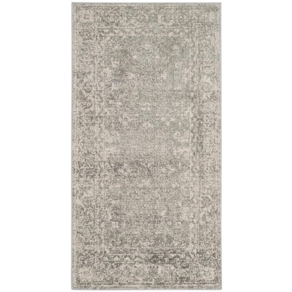 SAFAVIEH Evoke Silver/Ivory Doormat 2 ft. x 4 ft. Distressed Floral Speckles Area Rug