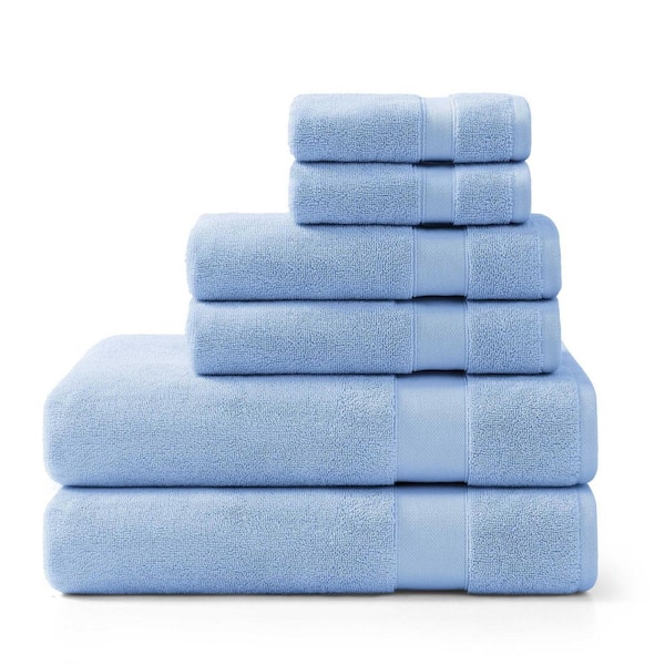 Pineapple Bay 6-Piece Cornflower Blue Cotton Dobby Bath Towel Set