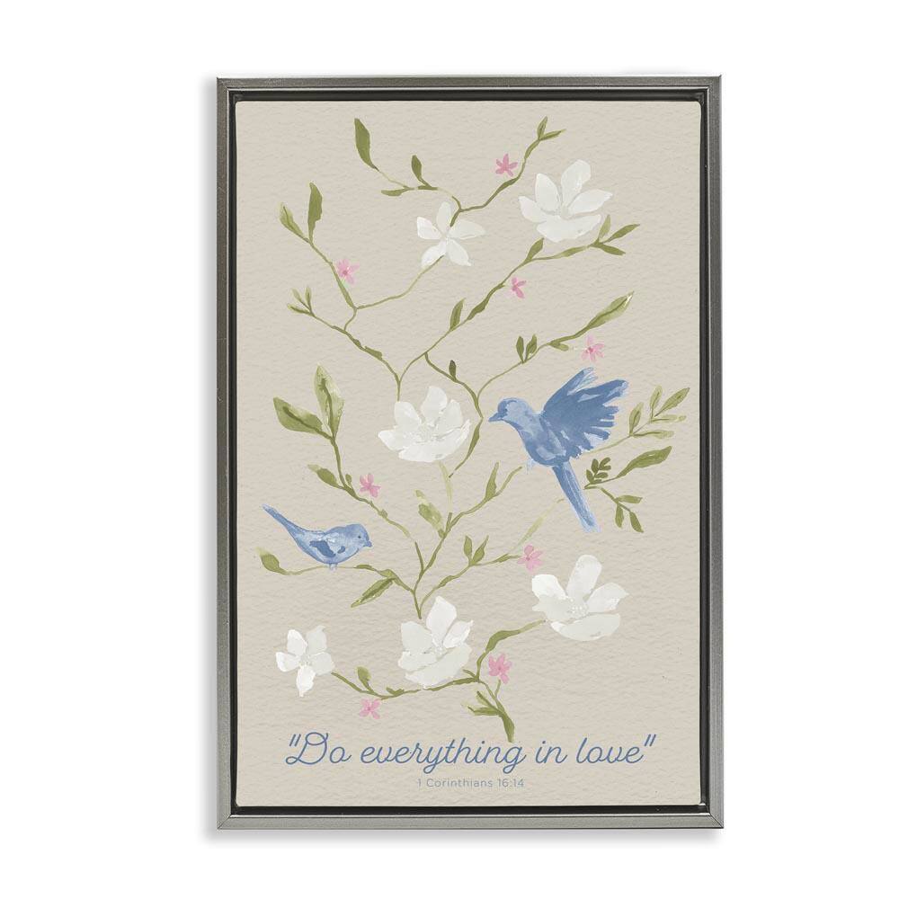 Floral Do Everything In Love by Lucille Price Gray Floater Frame Typography Graphic Art Print 25 in. x 17 in. price history on PriceWatchPro