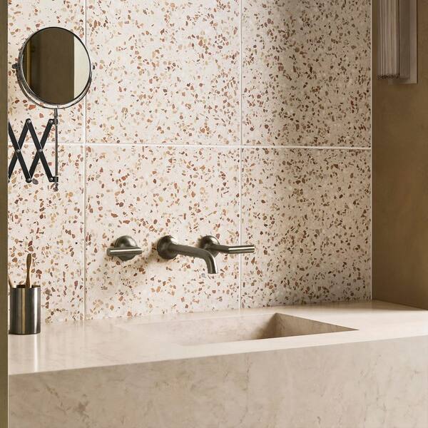 Raleigh Evora Beige 4 in. x 0.7 in. Polished Terrazzo Floor and Wall Tile Sample