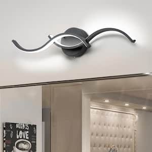 Jerico 23.6 in. 2-Light Integrated LED Black Bathroom Vanity Light Bar with 2 Curves