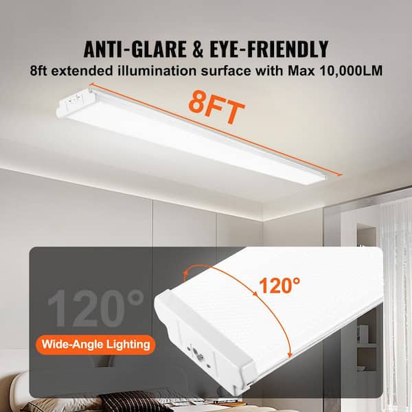 4 Pack 8 ft. LED Wraparound Light, 10,000 Lumens Integrated LED, 110W Wraparound Light, White, Daylight 6500 K