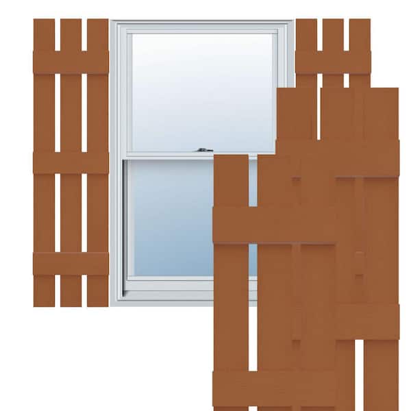 Ekena Millwork Lifetime 12 in. W x 59 in. H Vinyl Board and Batten Shutters Pair in Treated Cedar