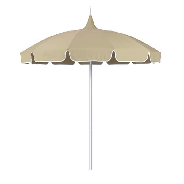 California Umbrella 8.5 ft. Silver Aluminum Commercial Pagoda Market Patio Umbrella Fiberglass Ribs in Antique Beige Sunbrella