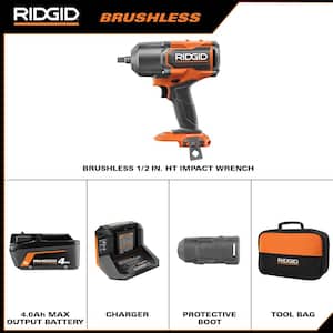 18V Brushless Cordless 1/2 in. HT Impact Wrench Kit with (1) 4.0 Ah Battery and Charger and Protective Boot