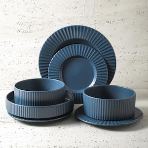 Christian Siriano Lusso 16-Piece Dinnerware Set Stoneware, Service for 4, Ash Blue