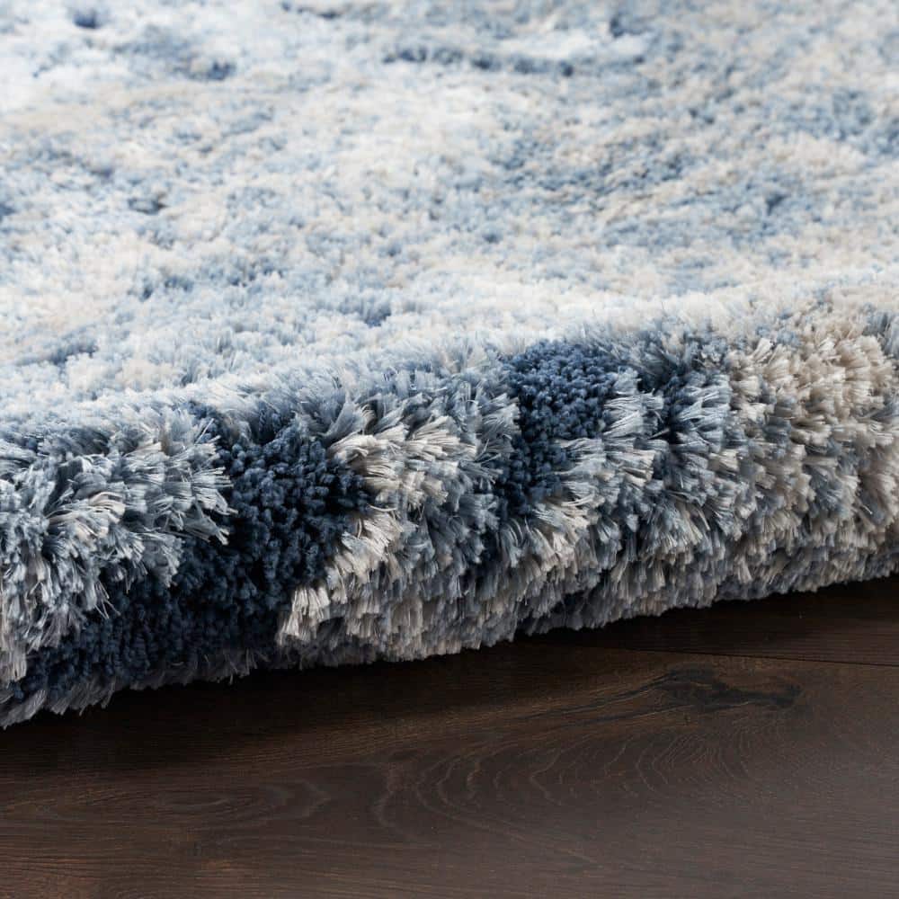 Luxurious Light Blue Abstract Shag 4' x 6' Area Rug
