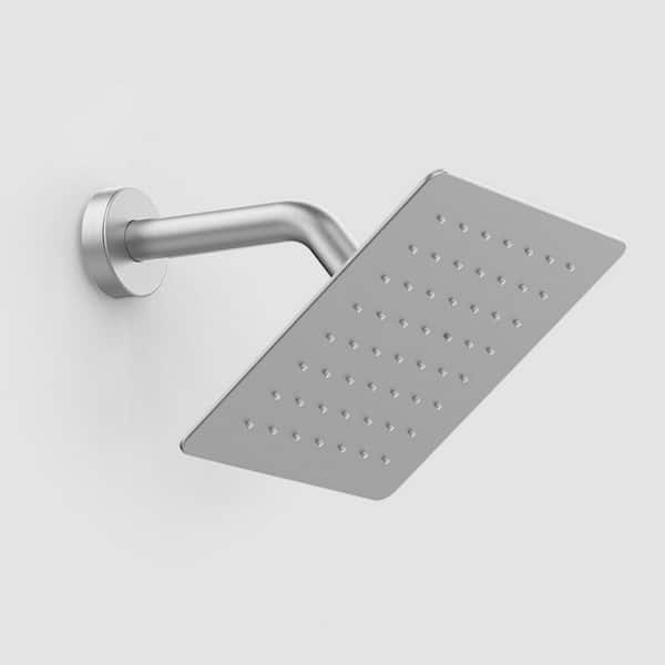 1-Spray Patterns with 2.2 GPM 8 in. Square Wall Mount Fixed Shower Head in Brushed Nickel